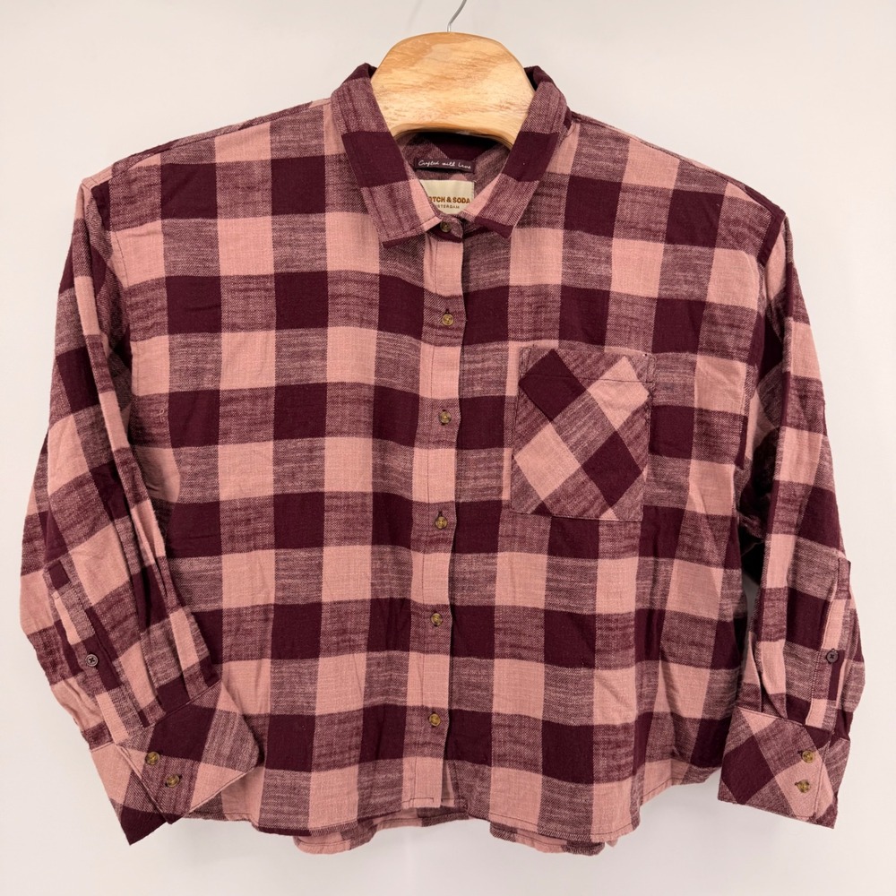 Scotch & Soda Flannel Shirt Womens XXL Red Plaid Button Down Y9B00694 Cotton